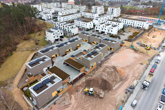 Das Wohngebiet „SchönLebenPark“ aus der Vogelperspektive. | Foto: Julian Wachtler, wbg Nürnberg