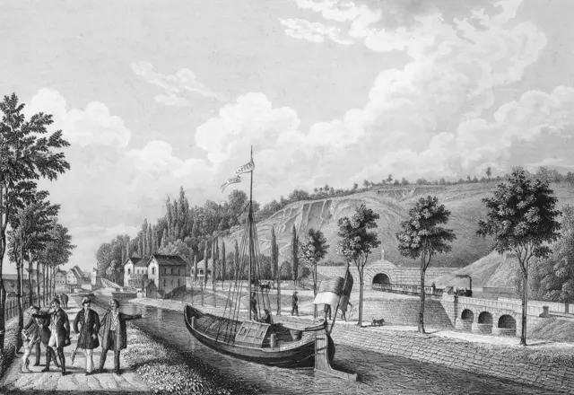 Ludwig-Donau-Main-Kanal bei Erlangen. 
 | Foto: Stich von Alexander Richard Marx 1845