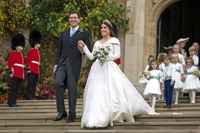 Prinzessin Eugenie bei ihrer Hochzeit.  | Foto: Victoria Jones/PA Wire/dpa (Archivbild)