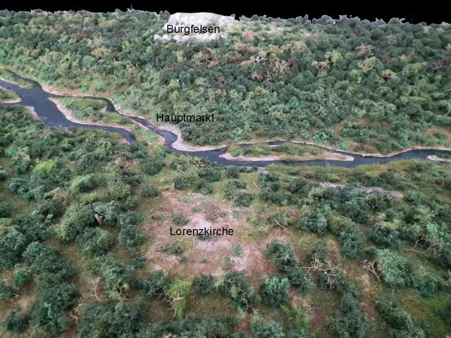 Ausschnitt des Urlandschaftsmodells im Maßstab 1:1000: Zu sehen ist der Bereich von der Burg bis zur Lorenzkirche im Zustand vor der frühmittelalterlichen Besiedelung.
 | Foto: Herbert Stahl)