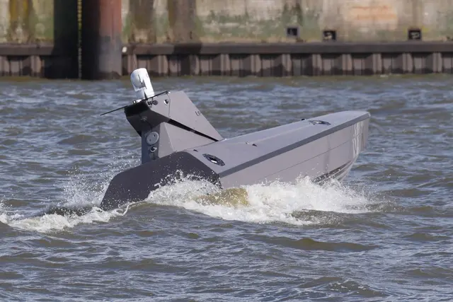 Das Rheinmetall-Drohnenboot ist 8,5 Meter lang. (Archivbild) | Foto: Marcus Brandt/dpa