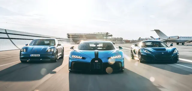 Bugatti Chiron, Rimac Nevera, Porsche Taycan. | Foto: © Auto-Medienportal.Net/Porsche