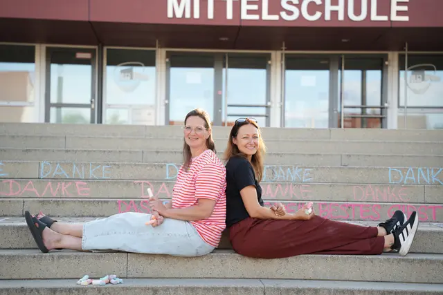 Foto: Privat. Kreideaktion an der Mittel-/ und Realschule Langenzenn.