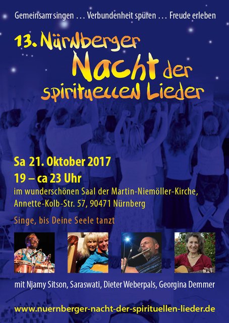 Flyer zur "13. Nürnberger Nacht der spirituellen Lieder"