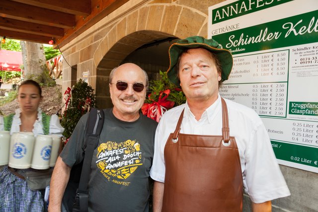 Uli Raab und der Forchheimer Bierkönig „Gambrinus“ (Jürgen Zöbelein) bei der Eröffnung des Annafestes 2017